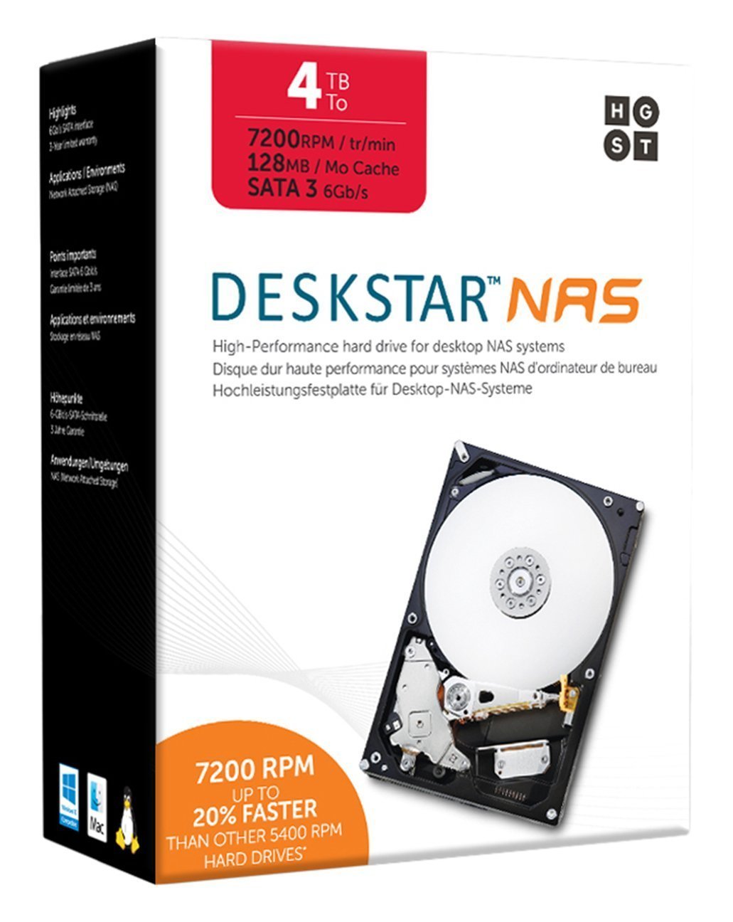 Amazon | HGST Deskstar NAS 4TB パッケージ版 3.5インチ 7,200rpm
